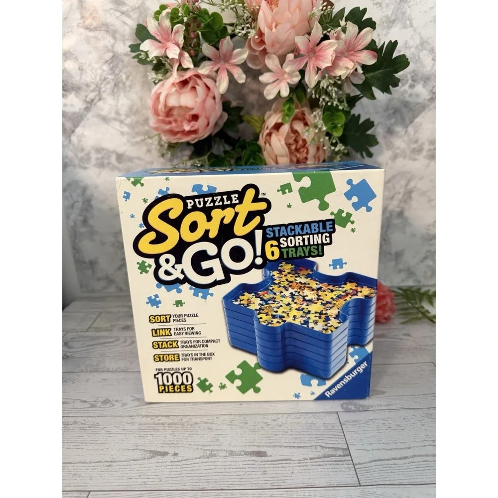 PUZZLE SORT‎ & GO! NIB 6 Stackable Sorting Trays for 1000 Piece Jigsaw Puzzles